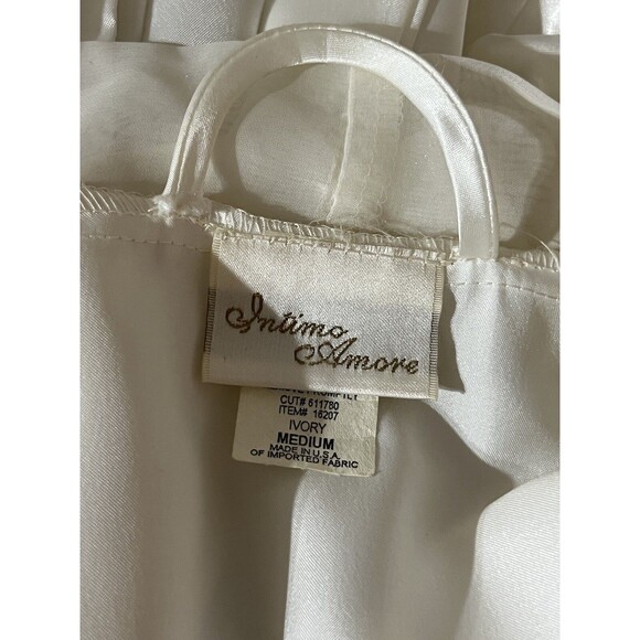 Vintage Intimo Amore Ivory Satin & Chiffon Kimono Style Robe Medium Made In USA - Picture 7 of 8